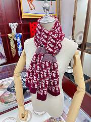 Dior Oblique Jacquard Red Wool Scarf Size 190 x 30 cm - 1