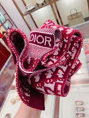 Dior Oblique Jacquard Red Wool Scarf Size 190 x 30 cm - 6