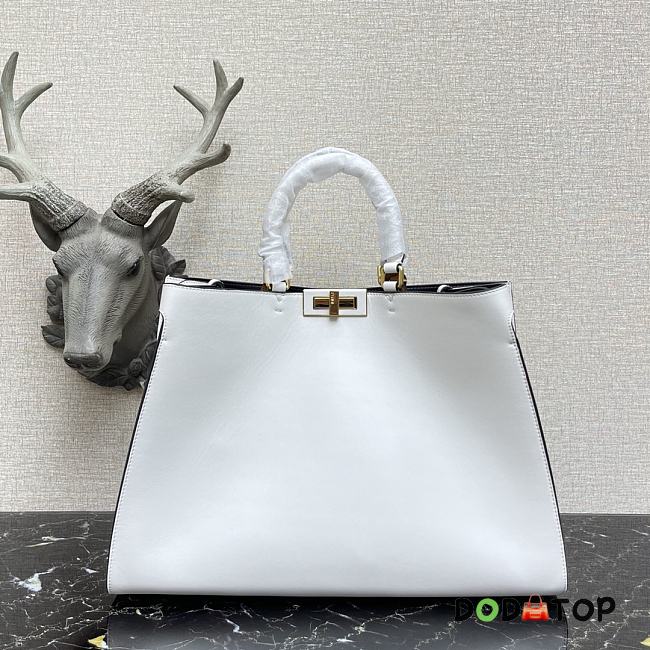 Fendi Peekaboo X-Lite Large Full White Leather 8BH374 Size 41 x 29 x 11 cm - 1
