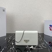 Prada Brushed Leather Shoulder Bag White 1BD307 Size 19 x 10.5 x 3.5 cm - 1