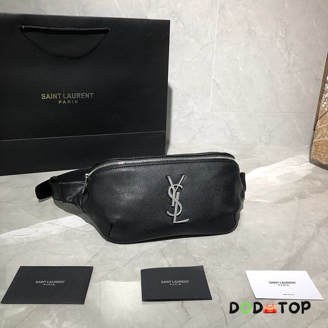 YSL Classic Grain Leather Belt Bag Silver-tone Metal 569737 Size 25 × 14 × 3.5 cm - 1