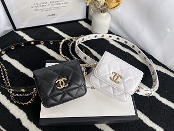 Chanel Belt Bag Black/White AP2549 Size 10 x 8 × 3.2 cm