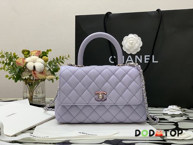 Chanel Small Coco Handle Light Purple Caviar & Iridescent Metal Size 23 cm - 1