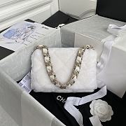 Chanel Flap Bag Shearling Lambskin & Gold-Tone Metal White AS2240 Size 21.5 cm - 5