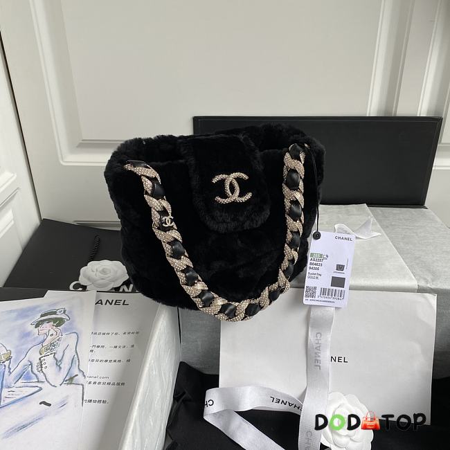 Chanel Shearling Bucket Bag Black AS2257 Size 16 x 18 x 12 cm - 1