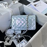 Chanel Small Classic Iridescent Light Blue Handbag A01116 Size 20 cm - 4