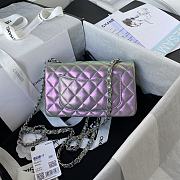 Chanel Small Classic Iridescent Light Grey Handbag A01116 Size 20 cm - 3