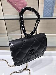 Chanel Card Holder With Jewel Hook Full Black AP2397 Size 11 cm - 3