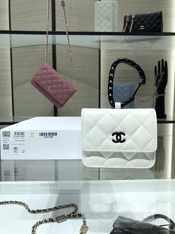 Chanel Card Holder With Jewel Hook White AP2397 Size 11 cm