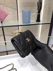 Chanel Card Holder With Jewel Hook Black & Gold-tone Metal AP2397 Size 11 cm - 6