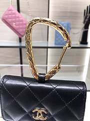 Chanel Card Holder With Jewel Hook Black & Gold-tone Metal AP2397 Size 11 cm - 2