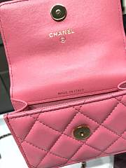 Chanel Card Holder With Jewel Hook Pink & Gold-tone Metal AP2397 Size 11 cm - 4