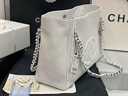 Chanel Soft Calfskin Shopping Bag Top Handle White AS8473 Size 42 cm - 4