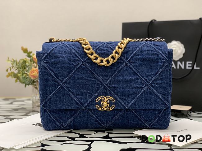 Chanel 19 Maxi Handbag Denim Fabric Size 36 cm - 1