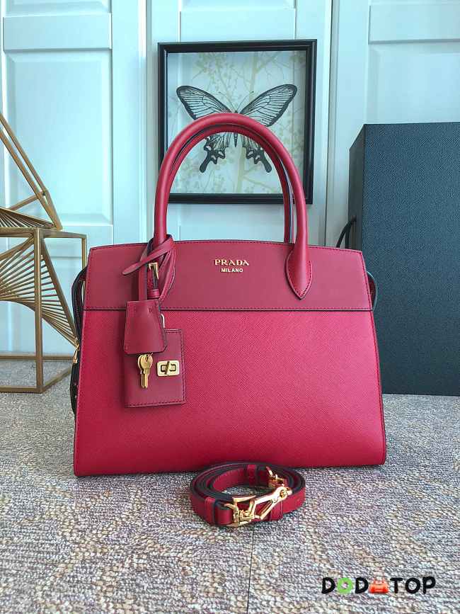 Prada Saffiano Leather Esplanade Bag Red 1BA046 Size 30 x 22 x 14 cm - 1