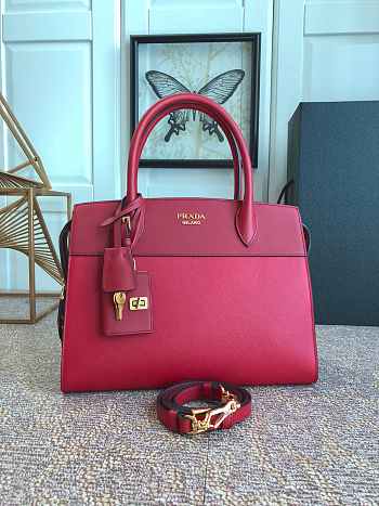 Prada Saffiano Leather Esplanade Bag Red 1BA046 Size 30 x 22 x 14 cm