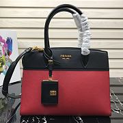 Prada Saffiano Leather Esplanade Bag Black/Red 1BA046 Size 30 x 22 x 14 cm - 1