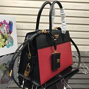 Prada Saffiano Leather Esplanade Bag Black/Red 1BA046 Size 30 x 22 x 14 cm - 4