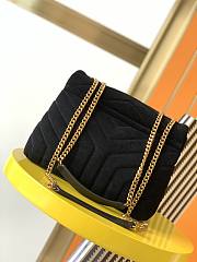 YSL Loulou Small Bag In Y-Quilted Suede Black 494699 Size 25 x 17 x 9 cm - 5