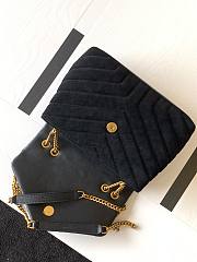 YSL Loulou Small Bag In Y-Quilted Suede Black 494699 Size 25 x 17 x 9 cm - 2
