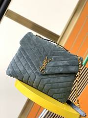 YSL Loulou Medium Bag In Y-Quilted Suede Blue 574946 Size 31 x 22 x 10 cm - 1