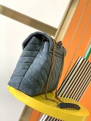 YSL Loulou Medium Bag In Y-Quilted Suede Blue 574946 Size 31 x 22 x 10 cm - 2