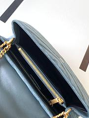 YSL Loulou Medium Bag In Y-Quilted Suede Blue 574946 Size 31 x 22 x 10 cm - 3
