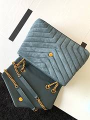 YSL Loulou Medium Bag In Y-Quilted Suede Blue 574946 Size 31 x 22 x 10 cm - 6