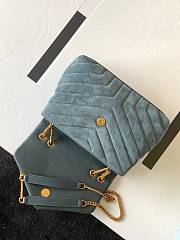 YSL Loulou Small Bag In Y-Quilted Suede Blue 494699 Size 25 x 17 x 9 cm - 2