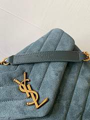 YSL Loulou Small Bag In Y-Quilted Suede Blue 494699 Size 25 x 17 x 9 cm - 3