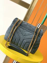 YSL Loulou Small Bag In Y-Quilted Suede Blue 494699 Size 25 x 17 x 9 cm - 6
