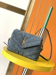 YSL Loulou Toy Bag In Y-Quilted Suede Blue 678401 Size 20 x 14 x 7 cm - 1