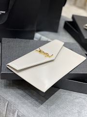 YSL Uptown Pouch In Smooth Leather White 565739 Size 27×16×2 cm - 2