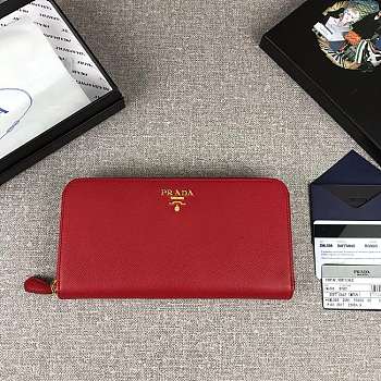 Prada Large Saffiano Leather Wallet Red 1ML506 Size 20 x 10 cm