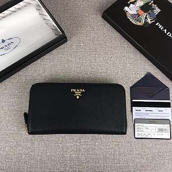 Prada Large Saffiano Leather Wallet Black 1ML506 Size 20 x 10 cm