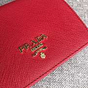 Prada Small Saffiano Leather Wallet Red 1MV204 Size 11.2 x 8.5 cm - 4