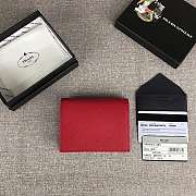 Prada Small Saffiano Leather Wallet Red 1MV204 Size 11.2 x 8.5 cm - 3