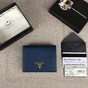Prada Small Saffiano Leather Wallet Navy Blue 1MV204 Size 11.2 x 8.5 cm - 1