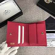 Prada Small Saffiano Leather Wallet Rose Red 1MV204 Size 11.2 x 8.5 cm - 5