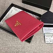 Prada Small Saffiano Leather Wallet Rose Red 1MV204 Size 11.2 x 8.5 cm - 3