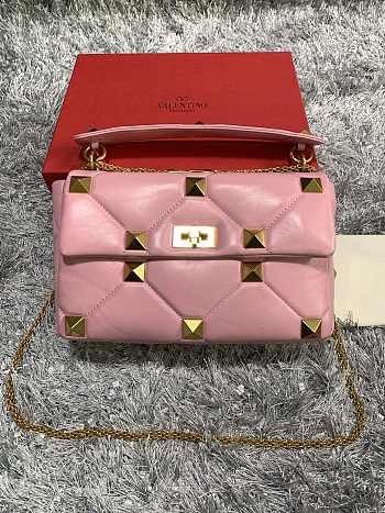 Valentino Large Roman Stud Shoulder Bag Light Pink Size 30 x 20 x 12 cm