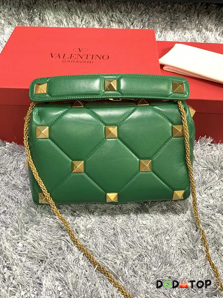 Valentino Large Roman Stud Shoulder Bag Green Size 30 x 20 x 12 cm ...