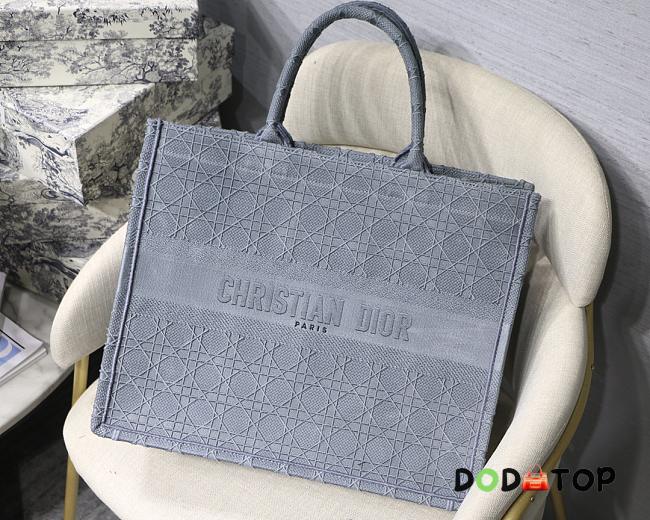 Dior Book Tote Cannage Embroidered Gray M1286 Size 41.5 x 32 x 5 cm - 1