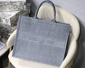 Dior Book Tote Cannage Embroidered Gray M1286 Size 41.5 x 32 x 5 cm