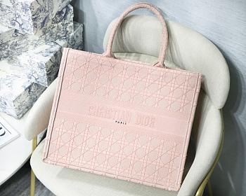 Dior Book Tote Cannage Embroidered Light Pink M1286 Size 41.5 x 32 x 5 cm