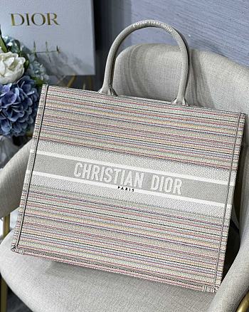 Dior Book Tote Multicolor Stripes Embroidery M1286 Size 41.5 x 32 x 5 cm