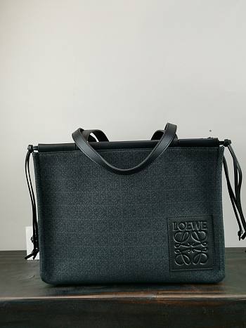 Loewe Large Cushion Tote Bag Canvas And Calfskin Black Size 35 x 27 x 19 cm