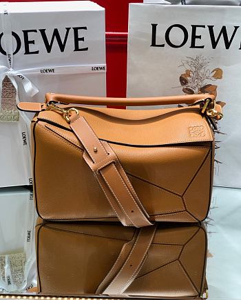 Loewe Medium Puzzle Bag Soft Grained Calfskin Tan Size 29 x 18 x 12 cm