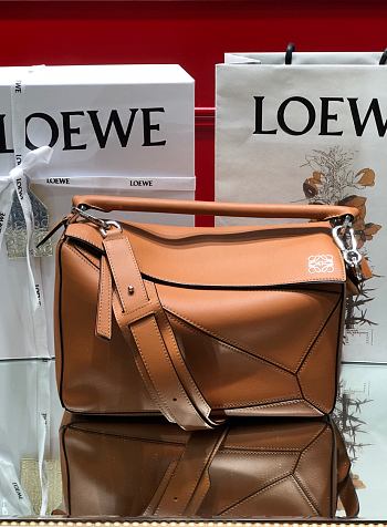 Loewe Medium Puzzle Bag Soft Grained Calfskin Brown Size 29 x 18 x 12 cm