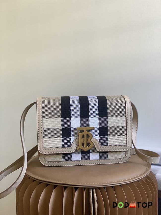 Burberry Small Check Canvas & Leather TB Bag Beige Size 21 x 16 x 6 cm - 1